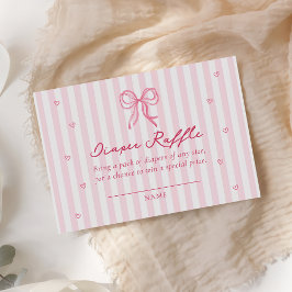 Tarjeta De Recepción Pink Bow Little Sweetheart Diaper Raffle Card