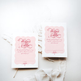 Tarjeta De Recepción Pink Bow Moderno Mínimo Wavy Baby Shower Diaper