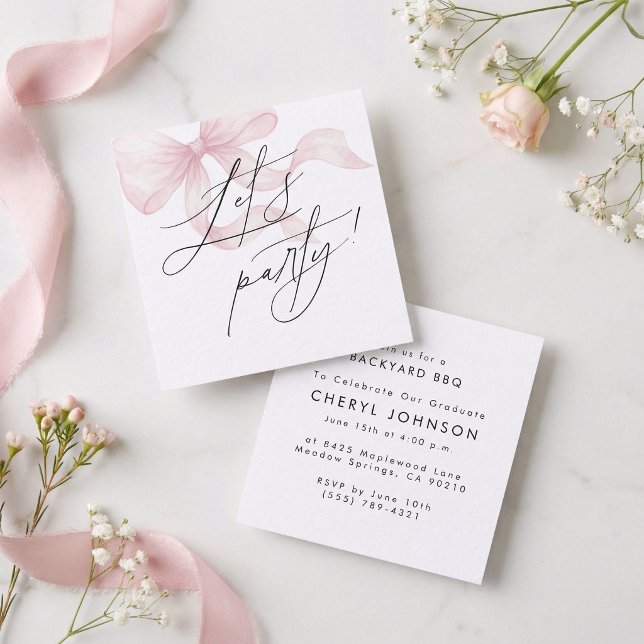Tarjeta De Recepción Pink Bow Party Invitation Enclosure Card (Subido por el creador)