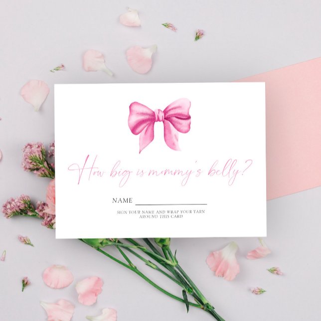 Tarjeta De Recepción Pink Bow ¿Qué tan grande es el juego del vientre d (Subido por el creador)