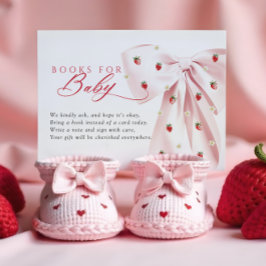 Tarjeta De Recepción Pink Bow Strawberries Baby Shower Boys para bebé