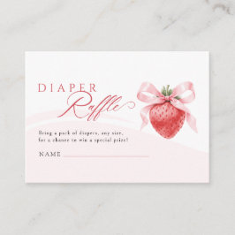 Tarjeta De Recepción Pink Bow Strawberry Baby Shower Diaper Raffle