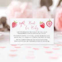 Pink Bow Strawberry Book for Baby Girl Shower