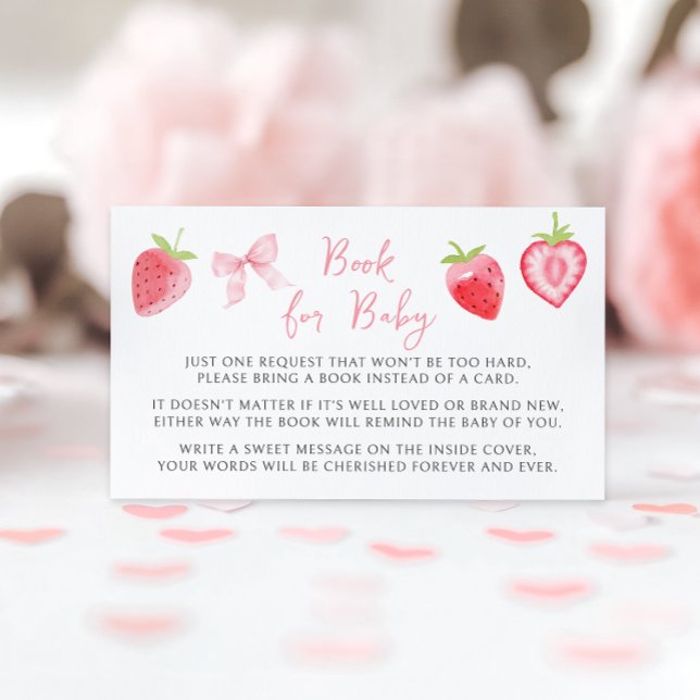 Tarjeta De Recepción Pink Bow Strawberry Book for Baby Girl Shower (Subido por el creador)