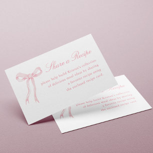 Tarjeta De Recepción Pink Bow Tying Knot Bridal Shower Receta
