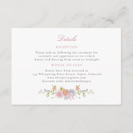 Tarjeta De Recepción Pink Bows and Wildflowers Details