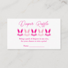 Tarjeta De Recepción Pink Bunny Baby Shower Diaper Raffle