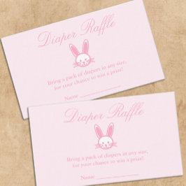 Tarjeta De Recepción Pink Bunny Baby Shower Diaper Raffle