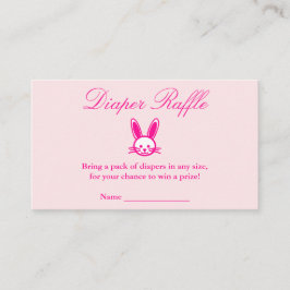 Tarjeta De Recepción Pink Bunny Baby Shower Diaper Raffle