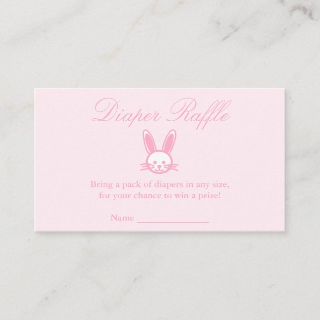 Tarjeta De Recepción Pink Bunny Baby Shower Diaper Raffle (Anverso)