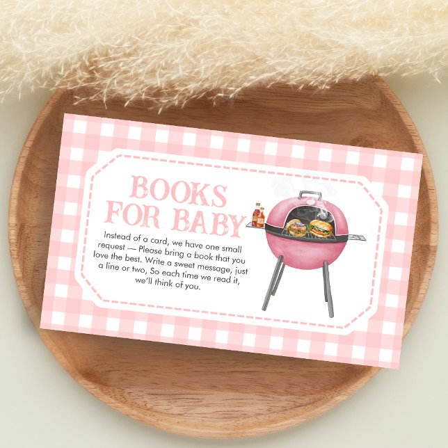 Tarjeta De Recepción Pink Burger BBQ Baby Shower Books for Baby (Bun and Burgers Baby Shower Books for Baby)