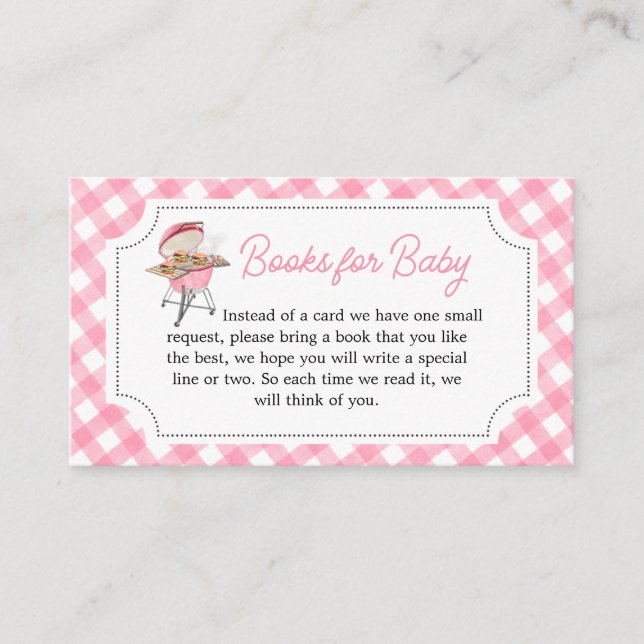 Tarjeta De Recepción Pink Burger BBQ Baby Shower Boys for Baby (Anverso)