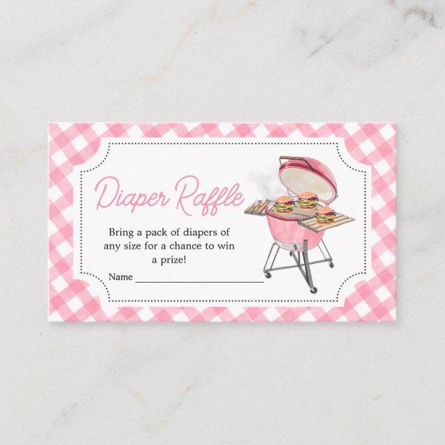Tarjeta De Recepción Pink Burger BBQ Baby Shower Diaper Raffle (Anverso)