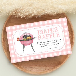 Tarjeta De Recepción Pink Burger BBQ Baby Shower Diaper Raffle
