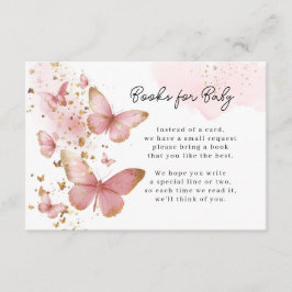 Tarjeta De Recepción Pink Butterfly Baby Book Request Card