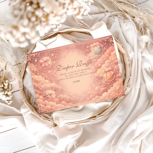 Tarjeta De Recepción Pink Celestial Bows Clouds Diapper Raffle (Subido por el creador)