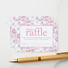 Tarjeta De Recepción Pink Chinoiserie Floral French Toile Diaper Raffle