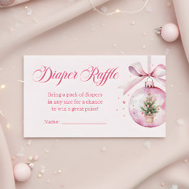 Tarjeta De Recepción Pink Christmas Ornament Diaper Raffle Baby Shower