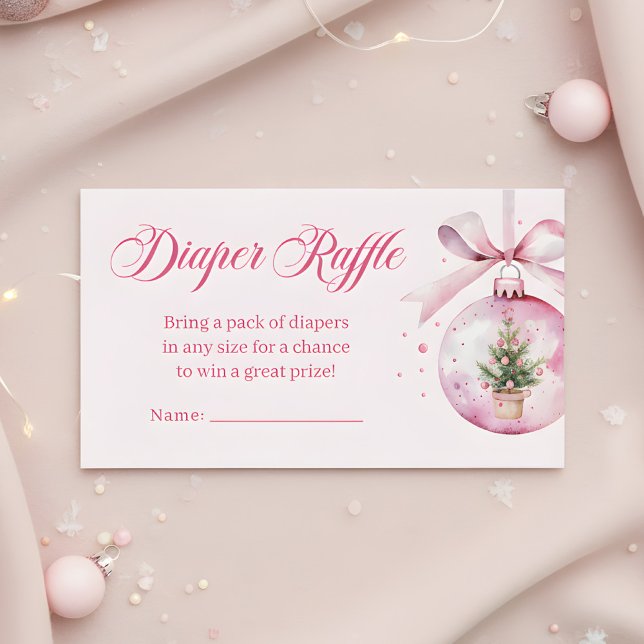 Tarjeta De Recepción Pink Christmas Ornament Diaper Raffle Baby Shower (Subido por el creador)