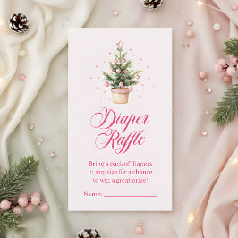 Tarjeta De Recepción Pink Christmas Tree Diaper Raffle Baby Shower