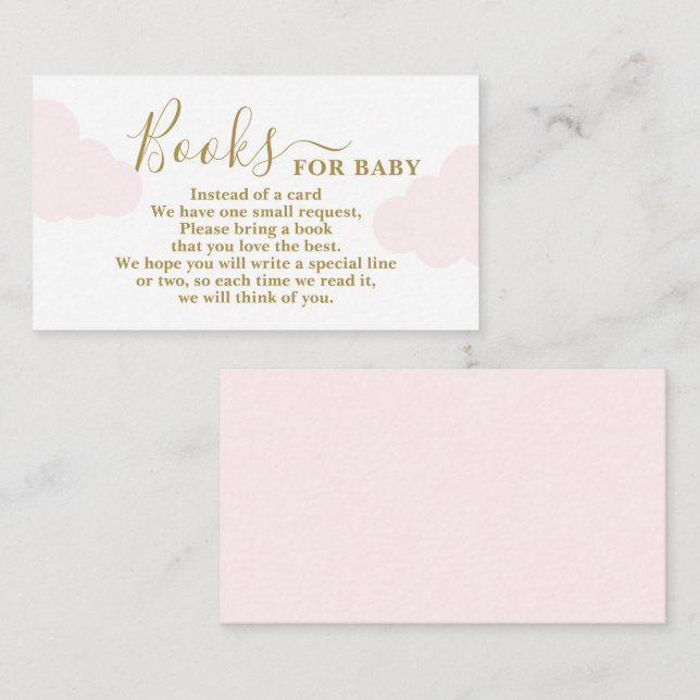 Tarjeta De Recepción Pink Clouds Baby Shower Books for Baby Card (Anverso / Reverso)