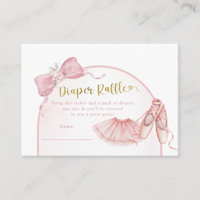 Tarjeta De Recepción Pink Coquette Ballerina Baby Shower Diaper Raffle (Anverso)