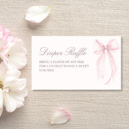 Tarjeta De Recepción Pink Coquette Bow Baby Shower Diaper Raffle