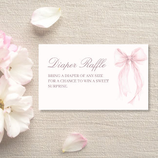 Tarjeta De Recepción Pink Coquette Bow Baby Shower Diaper Raffle