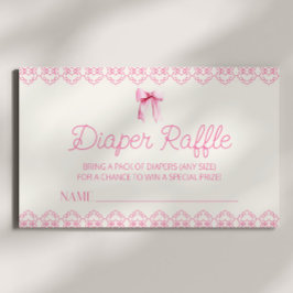 Tarjeta De Recepción Pink Coquette Bow Baby Shower Diaper Raffle