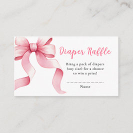 Tarjeta De Recepción Pink Coquette Bow Baby Shower Diaper Raffle