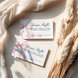 Tarjeta De Recepción Pink Coquette Bow Baby Shower, Diaper Raffle Card