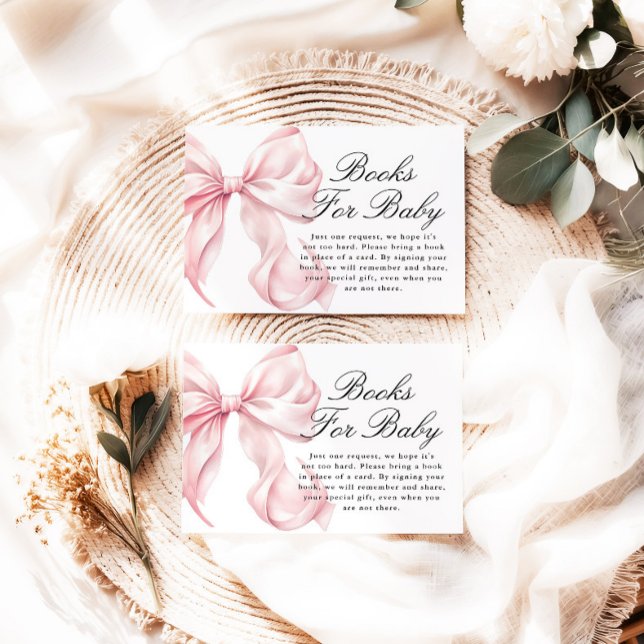 Tarjeta De Recepción Pink Coquette Bow Books For Baby Card (Subido por el creador)