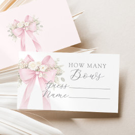 Tarjeta De Recepción Pink Coquette Bow How Many Bows Baby shower game