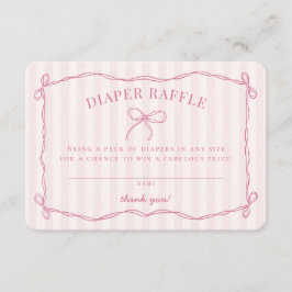 Tarjeta De Recepción Pink Coquette Bow Pastel Baby Shower Diaper Raffle
