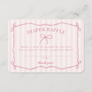 Tarjeta De Recepción Pink Coquette Bow Pastel Baby Shower Diaper Raffle