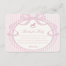 Tarjeta De Recepción Pink Coquette Bow Rocking Horse Books for Baby