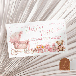 Tarjeta De Recepción Pink Coquette Carriage Baby Shower Diaper Raffle E