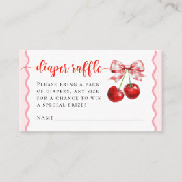Tarjeta De Recepción Pink Coquette Cherry Baby Shower Diaper Raffle
