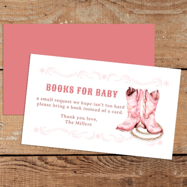 Tarjeta De Recepción Pink Cowgirl Books para Baby Insert Card (Books for baby)