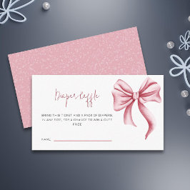 Tarjeta De Recepción Pink Diaper Raffle Bow Baby Shower