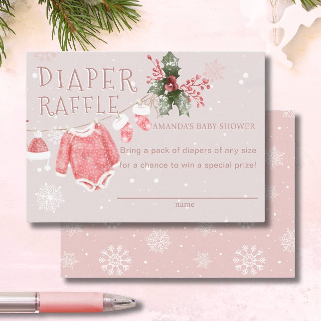 Tarjeta De Recepción Pink Diaper Raffle hace frío fuera de Baby Shower (Subido por el creador)