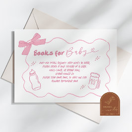 Tarjeta De Recepción Pink Doodle Baby está preparando libros para bebé