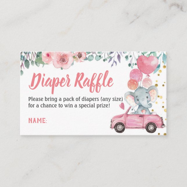 Tarjeta De Recepción Pink Drive de Baby Shower Diaper Raffle Ticket (Anverso)