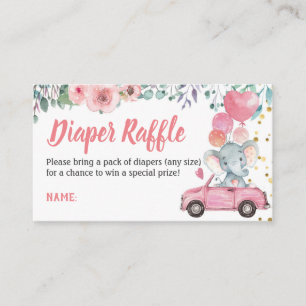 Tarjeta De Recepción Pink Drive del Baby Shower Diaper Raffle Ticket