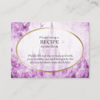 Tarjeta De Recepción Pink Fairytale Castle Bridal Shower Recipe Request