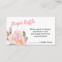 Pink Floral Baby Shower Diaper Raffle