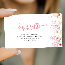 Tarjeta De Recepción Pink floral baby shower diaper raffle ticket
