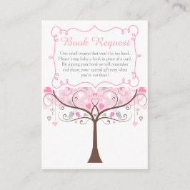 Tarjeta De Recepción Pink Floral Bird Baby Shower Book Request