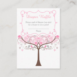 Tarjeta De Recepción Pink Floral Bird Baby Shower Diaper Raffle