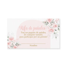 Pink Floral Español Diaper Raffle Baby Shower Chic